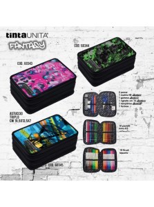 Astuccio-3zip-Tinta-Unita-Fantasy-2023-con-pennarelli-pastelli-e-cancelelria
